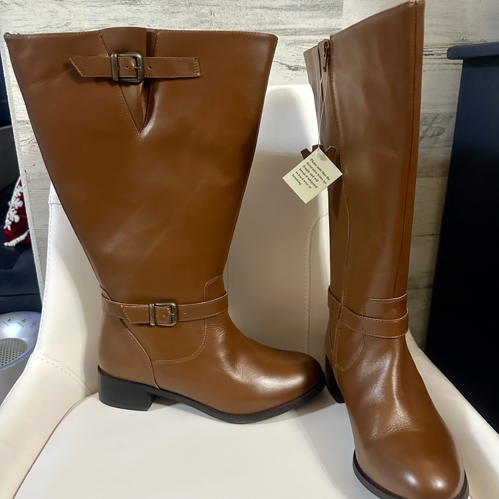 Leather wide calf wide width boots.  VERY WIDE CALFS.  The calfs are too large.